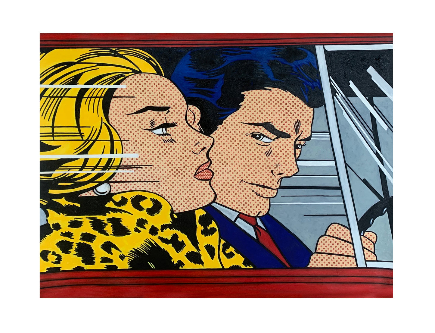 🎨 In the Car – High-Quality Replica of Roy Lichtenstein’s Iconic Pop Art Painting (24x32'') – Available Now