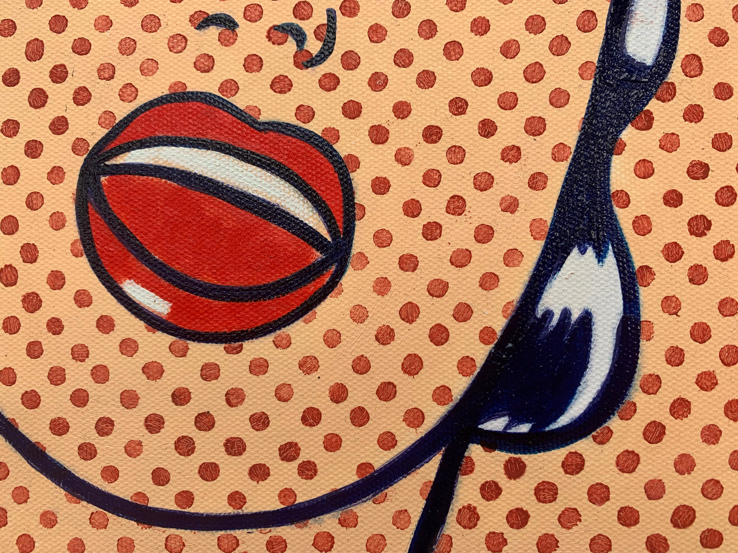 Girl with Ball – Hand-Painted Oil on Canvas in the Style of Roy Lichtenstein’s Iconic Pop Art