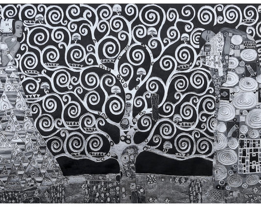 Black & White, Gustav Klimt The Tree of Life Repro